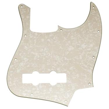 Imagem de Musiclily 10 Furos Escudo Baixo Pickguard para Fender EUA/Mexicana Standard Jazz Bass 4 Cordas, 4 Camadas Pergaminho Perolado