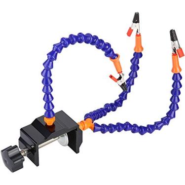 Imagem de Estação de Solda de Liga de Alumínio, Clipe de 3 Braços para Reparo Eletrônico, Adequado para Desktop de Espessura de 5-10mm (Lupa incluída)