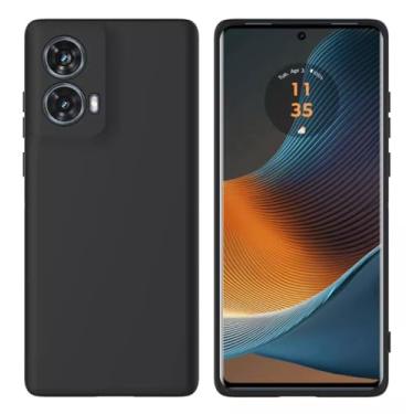 Imagem de Capa Compativel com Moto G85 Silicone Macia Veludo Forro Interno Luxo Preta