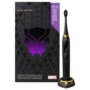 Imagem de evo BLP-1 Escova de dentes elétrica Gold Edition Black Panther, Marvel Comics, melhor escova de dentes para adultos, melhores presentes para homens – sônica, recarregável, tela LCD sensível ao toque,