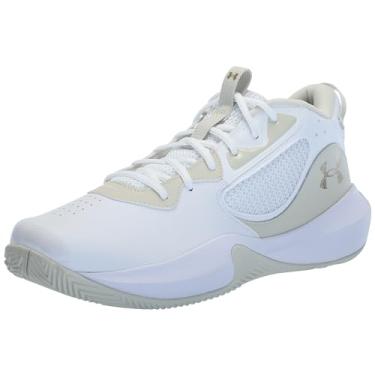 Imagem de Under Armour Tênis de basquete unissex adulto Lockdown 6, (103) Branco/Silt/Ouro Metálico, 14 Women/12.5 Men