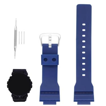 Imagem de XIW Pulseira de relógio de resina de substituição Casio G-Squad GBA-800 GBD-800 GBD-800 de 21 mm × 16 mm para mulheres, Faixa azul, 21mm×16mm, Clássico