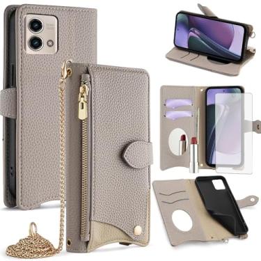 Imagem de Asuwish Capa de telefone para Motorola Moto G Stylus 5G 2023 capa carteira com protetor de tela de vidro temperado e capa flip espelhada, compartimento para cartão, suporte, alça transversal, celular