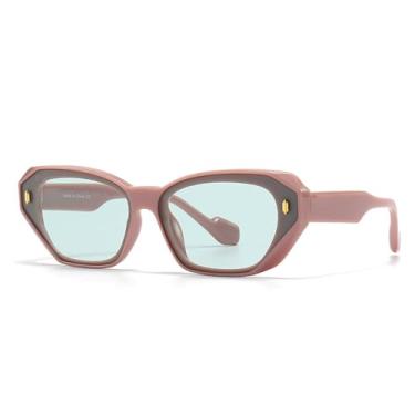 Imagem de Trendy Street Photo Retro Art Polygonal Óculos de Sol Femininos Personalizados Óculos de Olho de Gato Óculos de Cor Doce UV400, 5, Tamanho Único