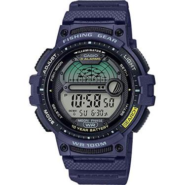 Imagem de Relógio esportivo masculino Casio Pro Trek de quartzo com pulseira de resina, Azul,