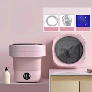 Imagem de Máquina de lavar portátil, máquina de lavar pequena 2 em 1, mini lavadora dobrável dobrável e secadora giratória, limpeza de roupas íntimas, roupas de bebê, meias, pequenas delicadas, roxa,