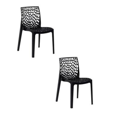 Imagem de Kit 2 Cadeiras Vazada em Polipropileno Gruvyer Espresso Móveis
