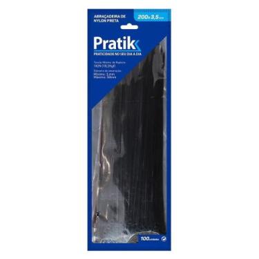 Imagem de Abraçadeira de Nylon Preta 200mmX3,5mm Com 100 Unidades - Pratik
