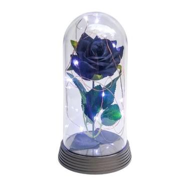 Imagem de Luminária A Rosa Encantada Preta 20 Cm Base Ouro Frio - Amor Lindo