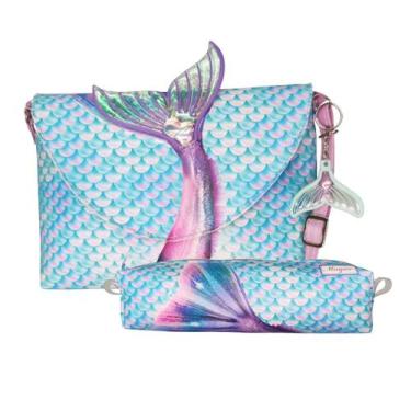 Imagem de Kit Infantil Bolsa e Estojo Sereia Colorida, Magicc Bolsas