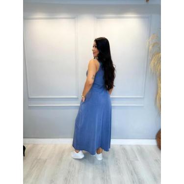 Imagem de Vestido Regata Longo Estonado com bolso - VESTESUL, Azul estone, GG