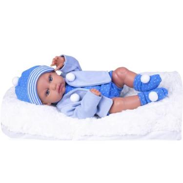Imagem de Boneca Menino Reborn Boutique Dolls 474 Supertoys - Super Toys, Azul