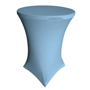 Imagem de LA Linen Toalha de mesa redonda de elastano 76 cm x 76 cm de altura, azul claro