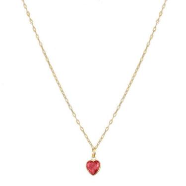 Imagem de Colar Corrente Feminina 45cm Pingente Coração De Ouro 18k - DR Joias, 