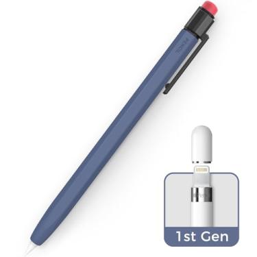 Imagem de TRONWIN Capa iPencil para Apple Pencil 1ª Geração, capa protetora de silicone, design clássico com clipe resistente, compatível com Apple Pencil 1ª Geração (azul médio)