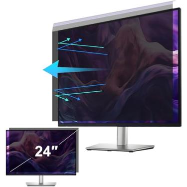 Imagem de Hoktods Filtro de tela de privacidade para computador suspenso de acrílico 61 cm, escudo de privacidade removível compatível com monitor widescreen 16:9, antirreflexo, tela de privacidade antiluz