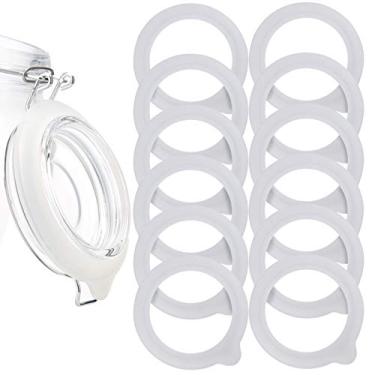 Imagem de LUTER 12 peças de vedação de silicone hermética de substituição de vedação de silicone para tampa de frasco de pedreiro, frascos de vidro de boca larga