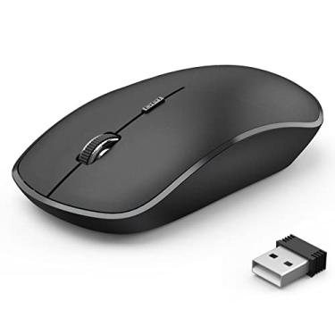 Imagem de Mouse sem fio para laptop, mouse silencioso ultra fino J JOYACCESS 2,4G, com USB Nano 2400 DPI mouse óptico portátil sem fio para laptop, PC, computador, Mac - preto