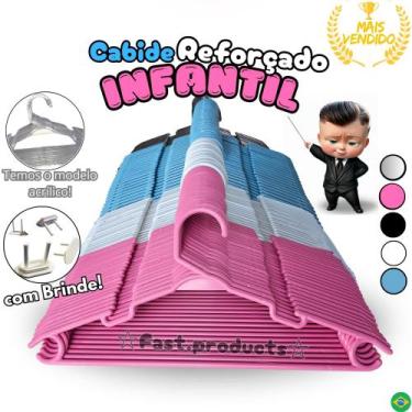 Imagem de Kit cabide baby infantil juvenil 50 unidades cores. - JF.INDUSTRIA, Pr