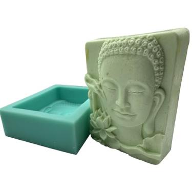 Imagem de Lotus Buddha DIY Molde de sabão cera de vela moldes de silicone, molde de Buda feito à mão para gesso de aroma, difusor de concreto, resina epóxi, decoração de artesanato