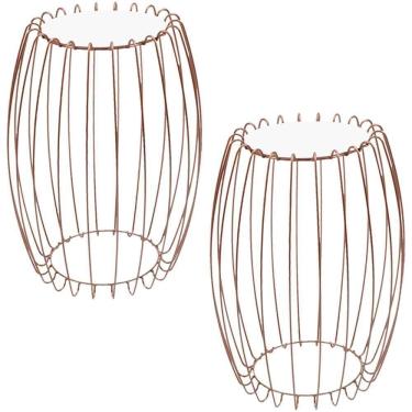 Imagem de Kit Mesa Apoio Lateral 43 Cm Tampo Vidro Branco Base Metal Cobre Nacc Branco Cobre