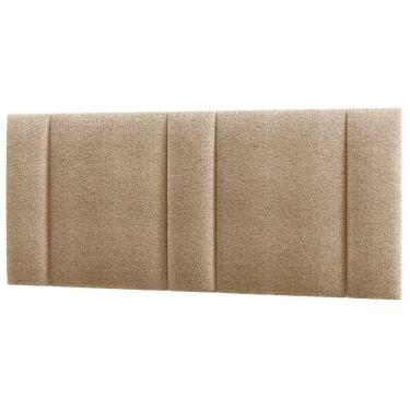 Imagem de Cabeceira Estofada Cama Casal Queen Size Com Led Moderna 160 Cm Cor:buclé Bege