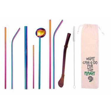 Imagem de Kit 10 em 1 - Canudos de Inox  - CAN.U.DO, Rainbow