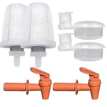 Imagem de Kit 2 Bebedouro Barro 2 Boia + 2 Filtro Vela + 2 Torneira