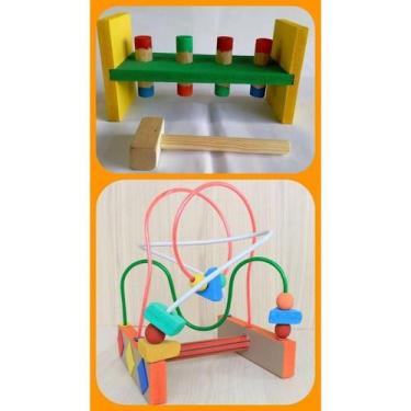 Imagem de Kit De Brinquedos Educativos Pedagógicos De Madeira - BRINQUE E LEIA