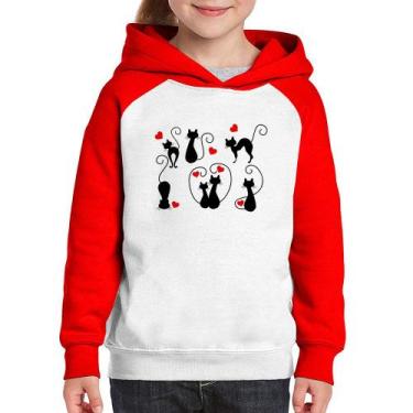 Imagem de Moletom Infantil Gatos E Corações - Foca na Moda, Branco, Vermelho, 4