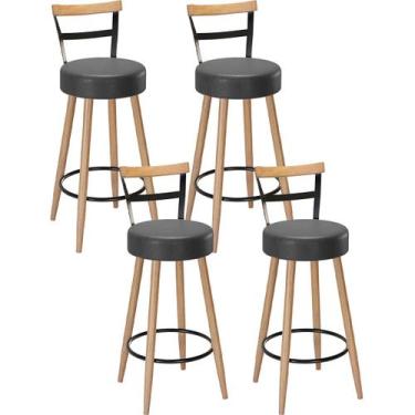 Imagem de Kit 4 Banquetas Decorativas Moscou material sintético Preto SalaOne