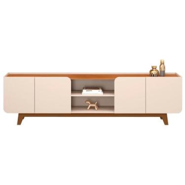 Imagem de Rack Para Sala Bancada de TV 75 Pol 220cm Collie D04 Off White/Freijó 