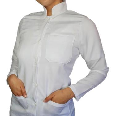 Imagem de Jaleco feminino gola padre manga longa - CARMONI, Branco, G