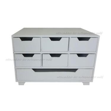 Imagem de Comoda Retangular Sulfite 7 Gavetas 33cm Mdf Madeira Pintado - ATACADÃ