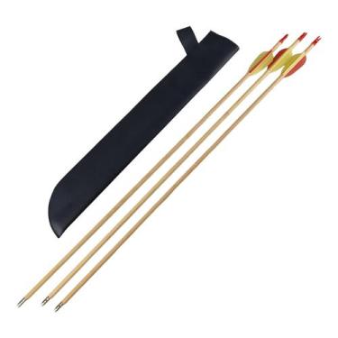 Imagem de Kit 3 Flechas Vareta de Madeira e Aljava de Cintura - Tenda Medieval