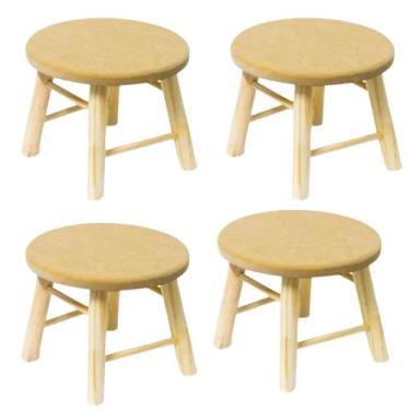 Imagem de Kit 4 banco banqueta banquinho tira leite madeira resistente artesanal