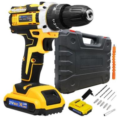 Imagem de Parafusadeira Furadeira Martelete Elétrica 2 Baterias Recarregável Biv