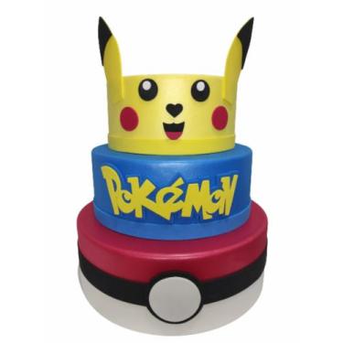 Imagem de Bolo Fake Cenográfico Pokemon Festa Aniversário Decoração - All Black