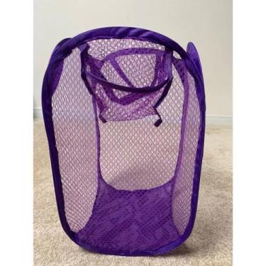 Imagem de Cesto De Roupa Suja Nylon Organizado 40x40x70CM - HM Design, Roxo