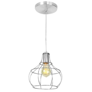 Imagem de Lustre Pendente Luminária Aladim Aramado Cromado - MARRYLUZ