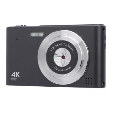 Imagem de Câmera Digital para Fotografia, Câmera de Vlogging 4K 48MP Com Zoom 16x, Câmeras Compactas de Viagem Anti-vibração de 2,4 Polegadas Com Flash (Preto)