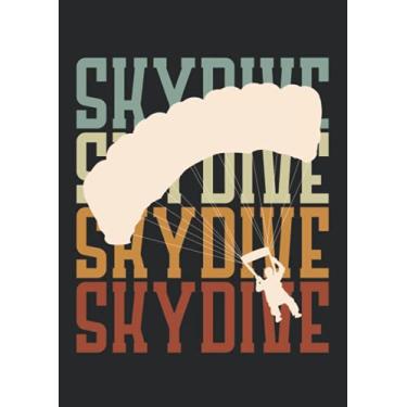 Imagem de Notizbuch A4 liniert mit Softcover Design: Skydiver Vintage Logo Fallschirmspringer Retro Tandemsprung: 120 linierte DIN A4 Seiten