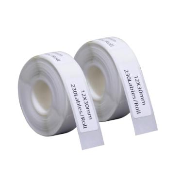 Imagem de DYKJGS 2 rolos de etiquetas D30 brancas 0,47" x 1,18" (12 x 30 mm) etiqueta autoadesiva térmica para escritório doméstico material escolar (2, 12 x 30 mm)