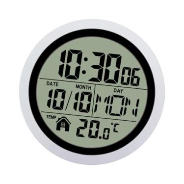 Imagem de Baoblaze Relógio de parede digital para chuveiro, relógio de parede interno moderno e pequeno para sala de estar e cozinha, Prata