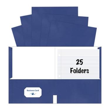 Imagem de Roaring Spring Estojo (25 no total) de pastas em relevo com porta-cartões de visita, 29,8 cm x 24,1 cm azul escuro