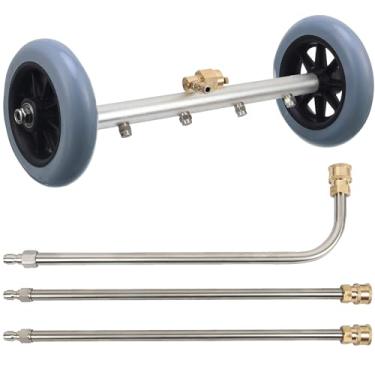Imagem de Hourleey Limpador de lavadora de pressão 2 em 1, limpador de superfície de lavadora elétrica, acessório de vassoura de carro de água de dupla função de 4000 PSI com varinha de extensão de 4000 PSI