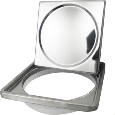 Imagem de Dona D Cor, Tampa Cega Ralo 10x10 E Caixilho Porta Grelha Quadrado 10cm Aço Inox Kit Banheiro Tampa Veda Caixa Sifonada Suporte Port