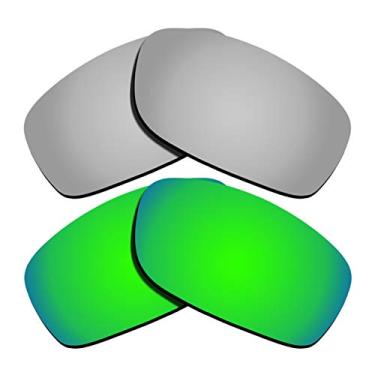 Imagem de Lentes de reposição polarizadas para Oakley Fives Squared - revestimento espelhado prateado e verde