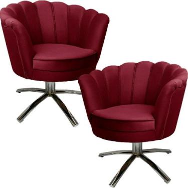 Imagem de Kit Duas Poltronas Giratórias Pétala em Sued Premium - Sua Casa Decora