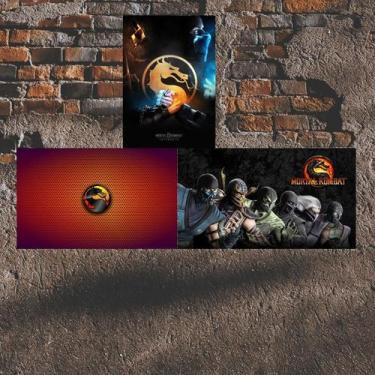 Imagem de Kit 3 Placas Decorativas Mortal Kombat MDF 3mm 18x26 - Brothers Mineir